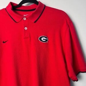 Nike Georgia Bulldogs Polo Short Sleeve Embroidered Logo Red Black Men’s Large